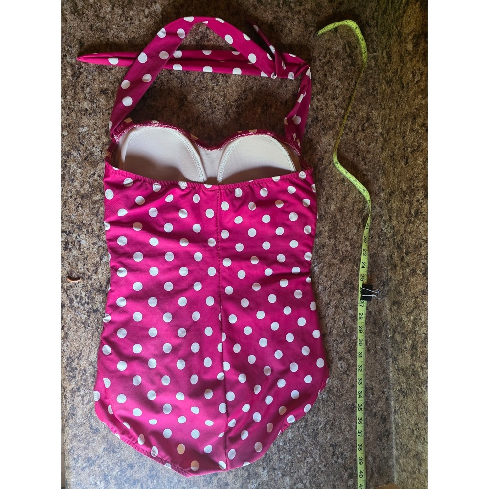 Esther Williams Vintage Inspired Retro Swimsuit - sz 14 red polka dot plus sized - Picture 9 of 11